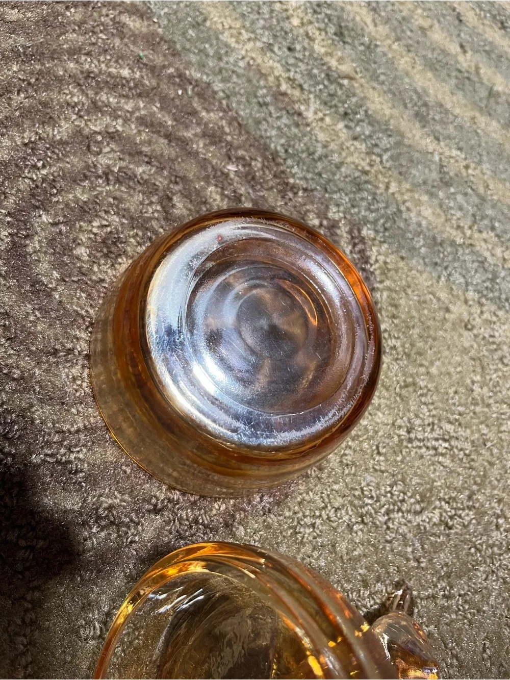 Amber Glass Deer Trinket Jar - Decorative Home Accent. Jeanette Glass